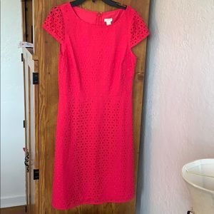 J. Crew Bright Pink Eyelet Sheath Dress